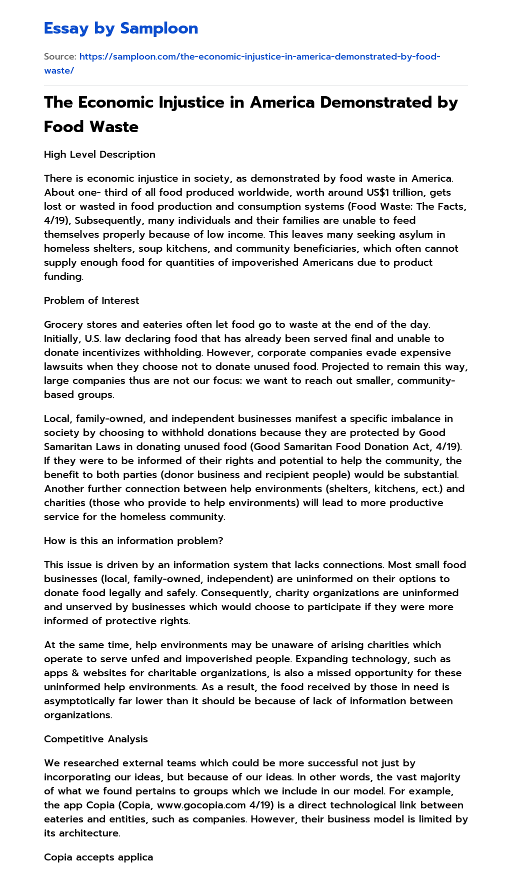 ≫ The Economic Injustice in America Demonstrated by Food Waste Free