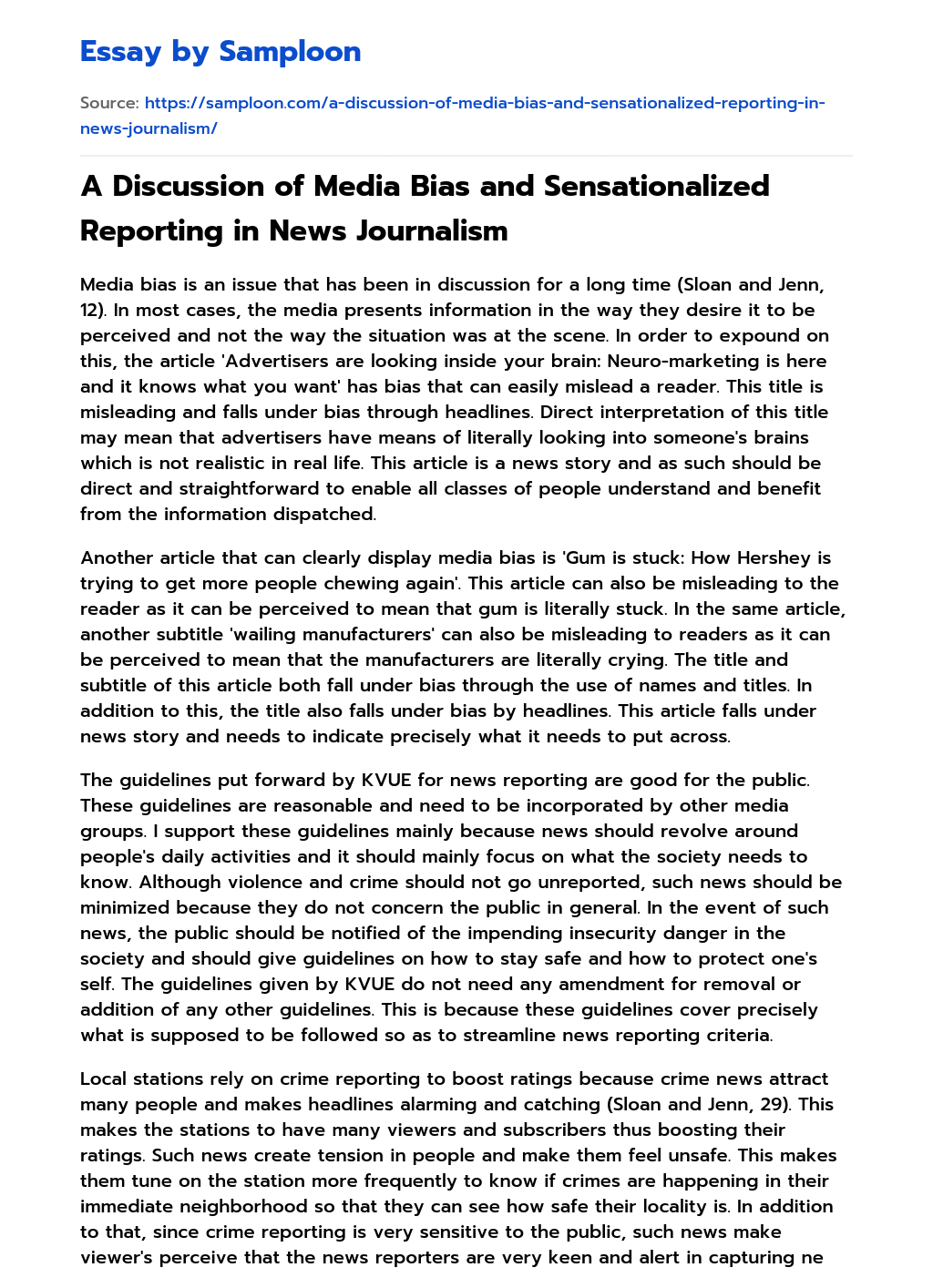 ≫ A Discussion of Media Bias and Sensationalized Reporting in News