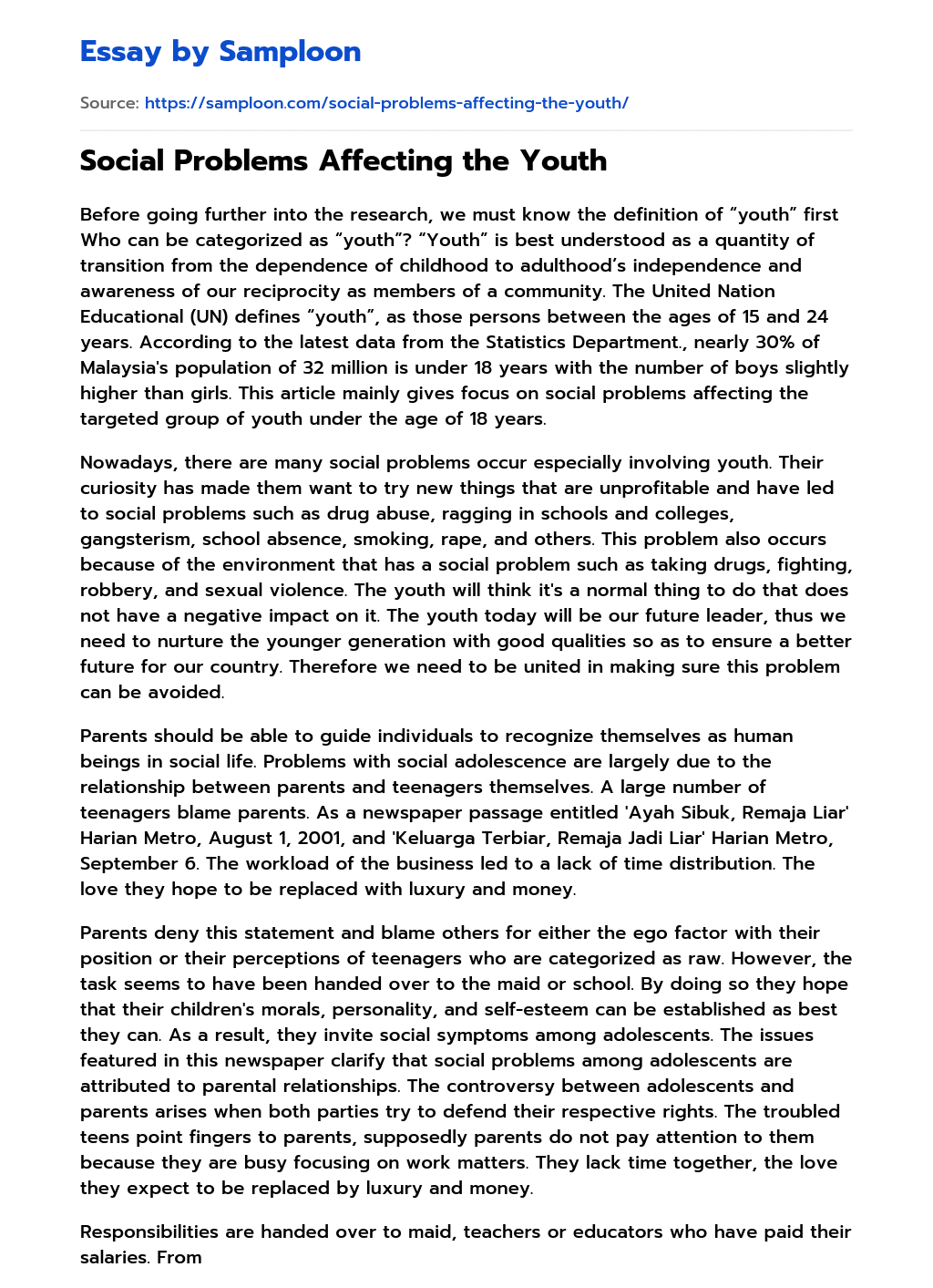 Essay on problems faced by youth. write essay on problems faced by