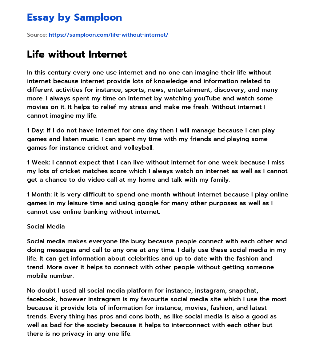 Life without Analytical Essay on