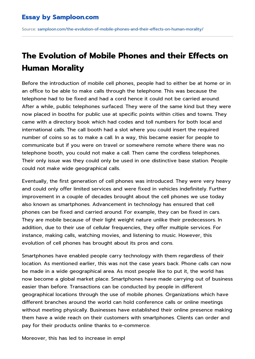 ≫ The Evolution of Mobile Phones and their Effects on Human Morality