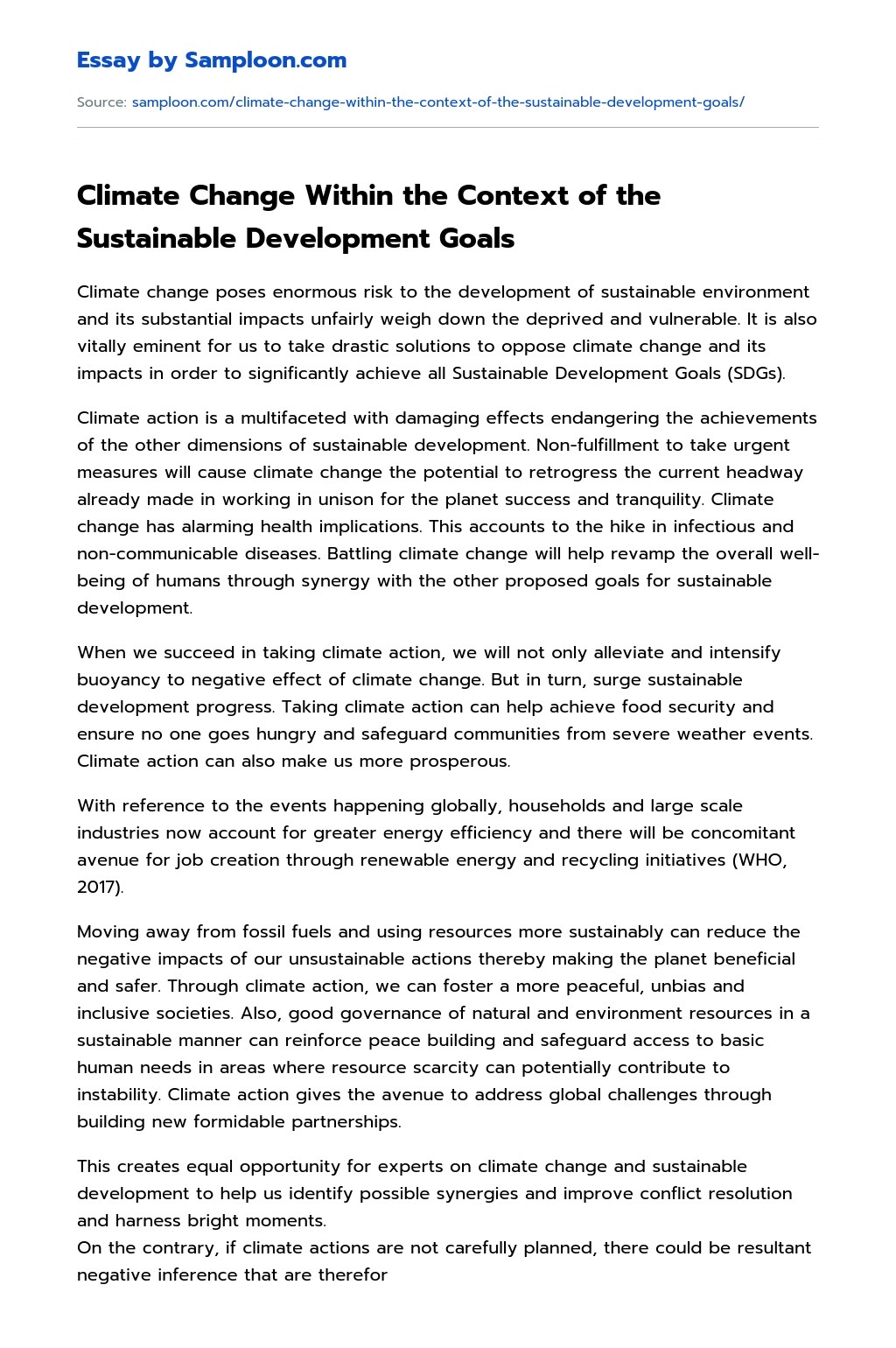 ≫ Climate Change Within the Context of the Sustainable Development