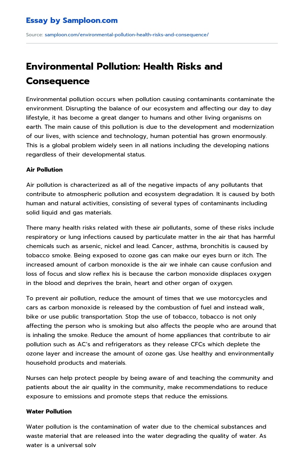 How To Prevent Water Pollution Essay Telegraph