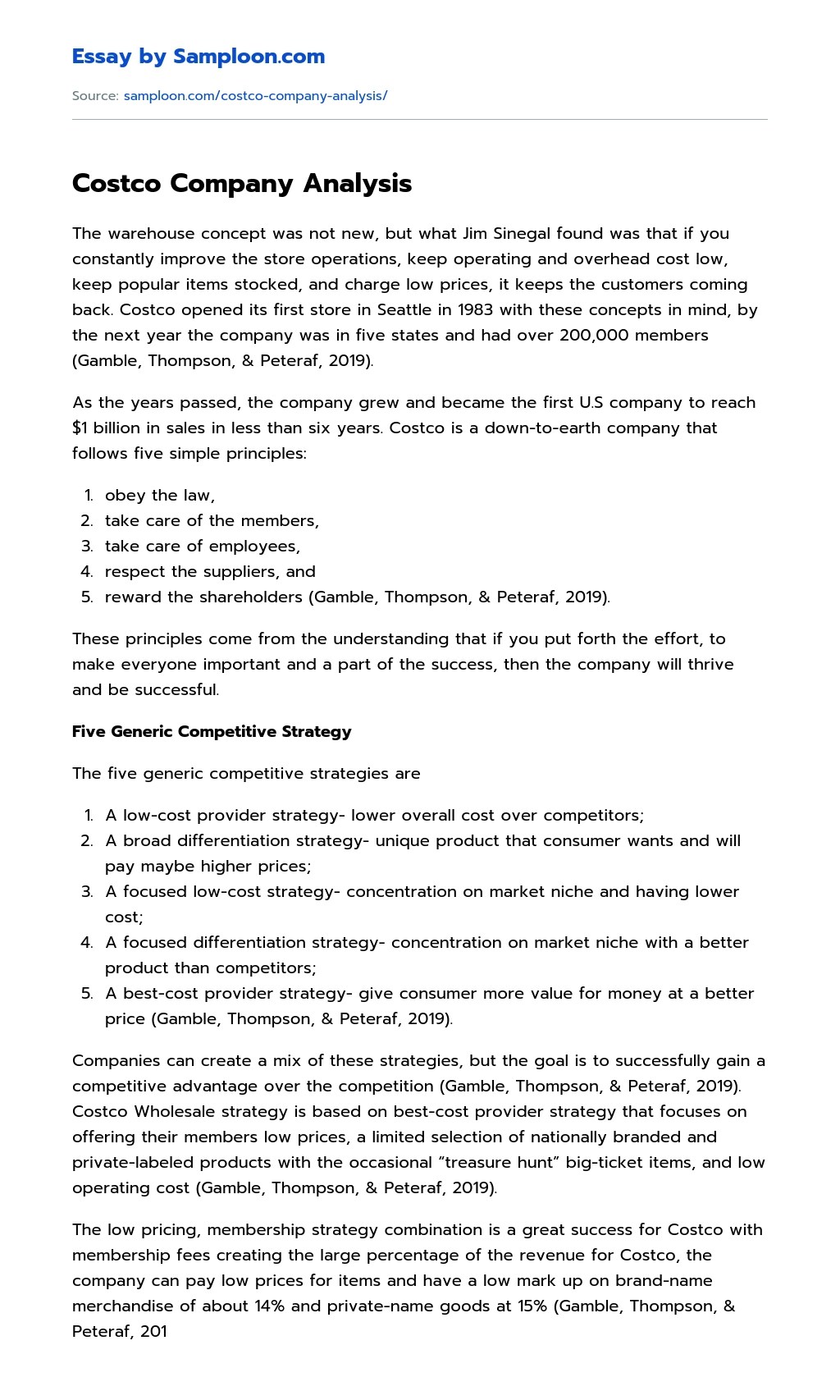 ≫ Costco Company Analysis Free Essay Sample on