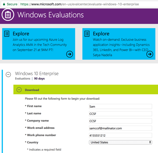 Getting Windows Evaluation Software