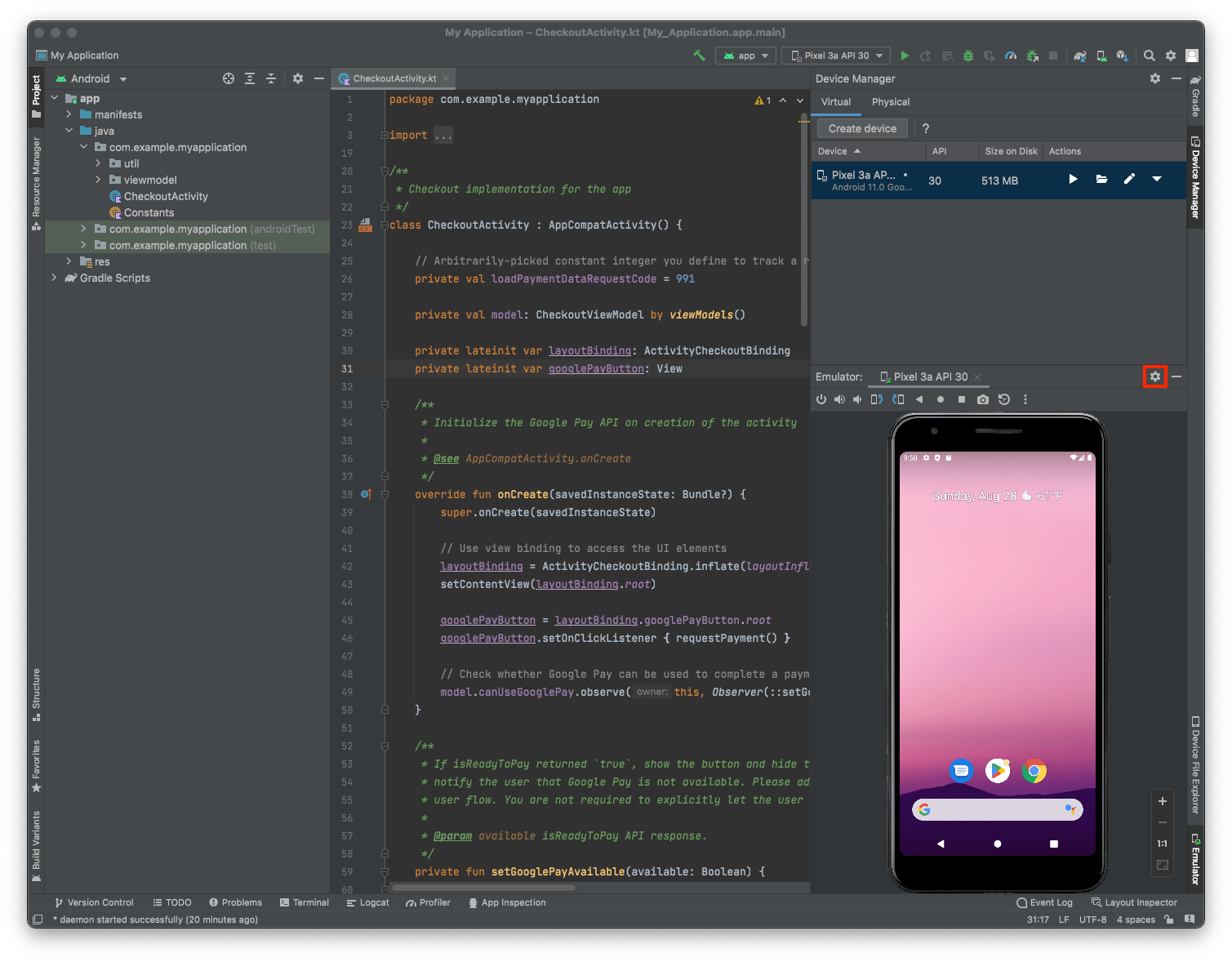 M 140 Android Studio Emulator (15 pts)