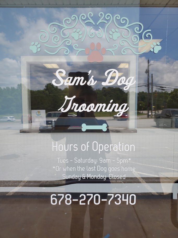 New Window Cling Sam's Dog Grooming