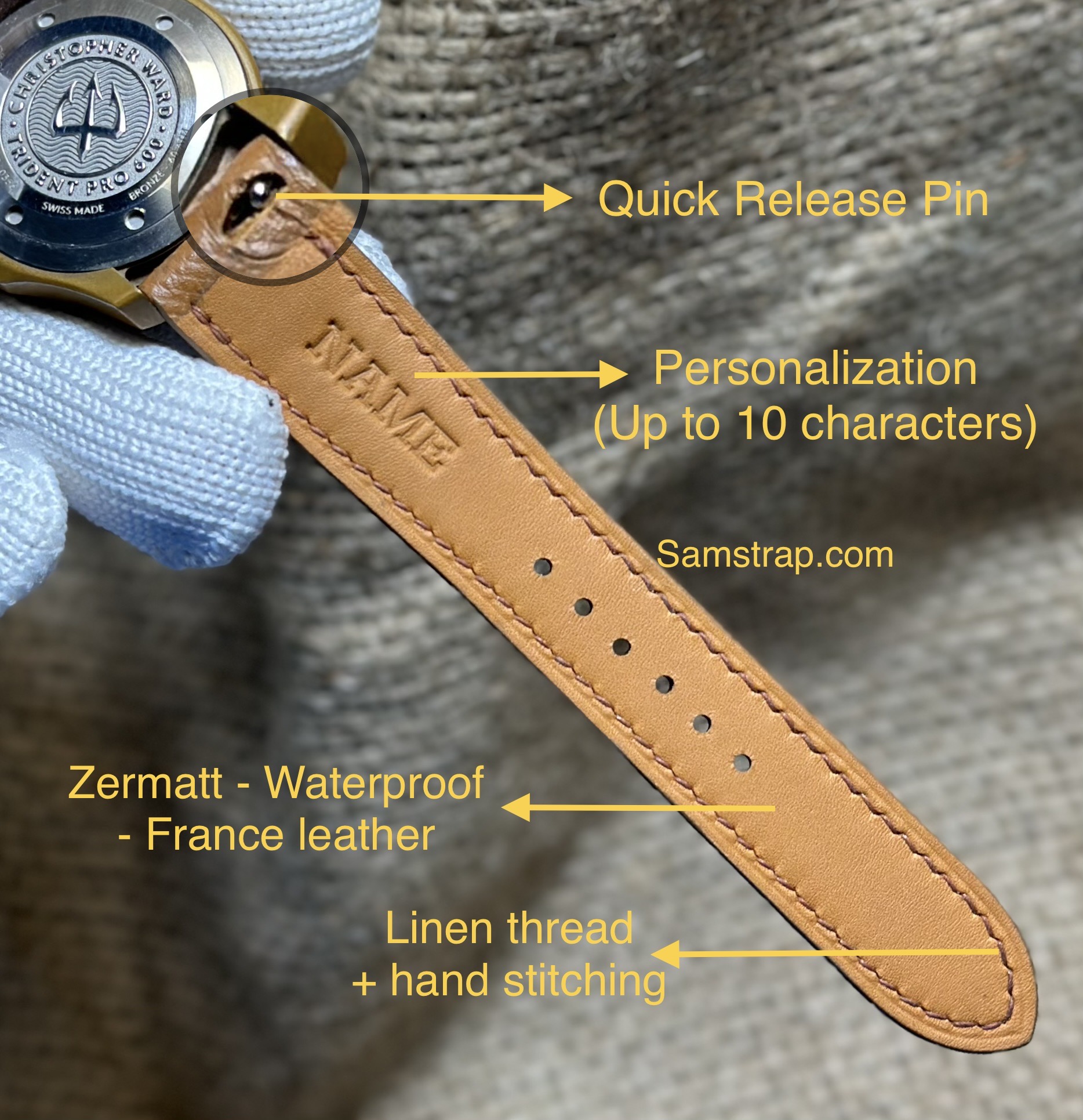 Shark leather watch strap band littleSam's hand crafted leather goods since 2018