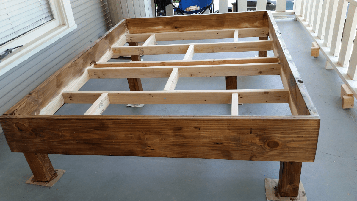 My first DIY Project RusticStyle Bed Frame Construction Phase