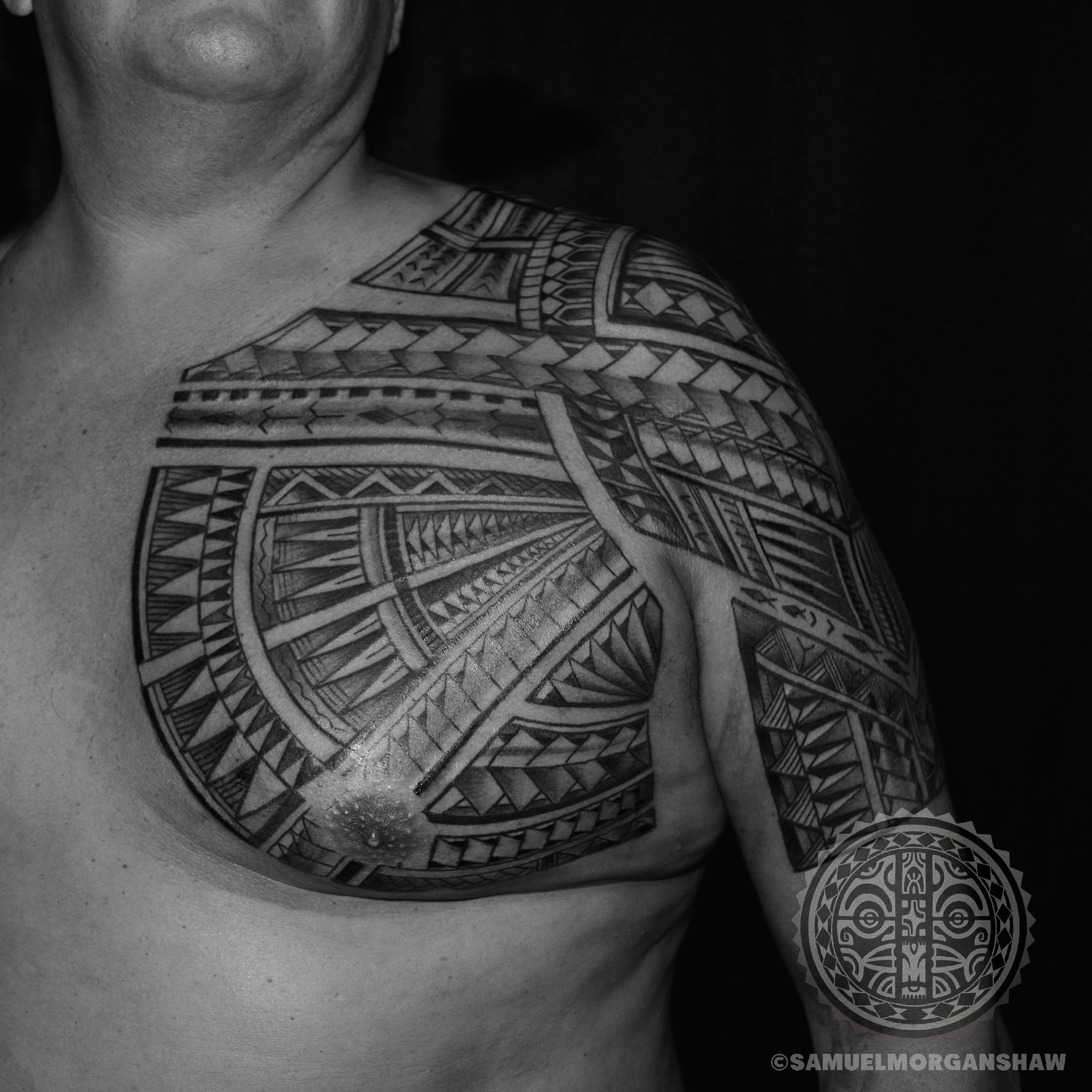 Freehand Polynesian chest Kulture Tattoo Kollective