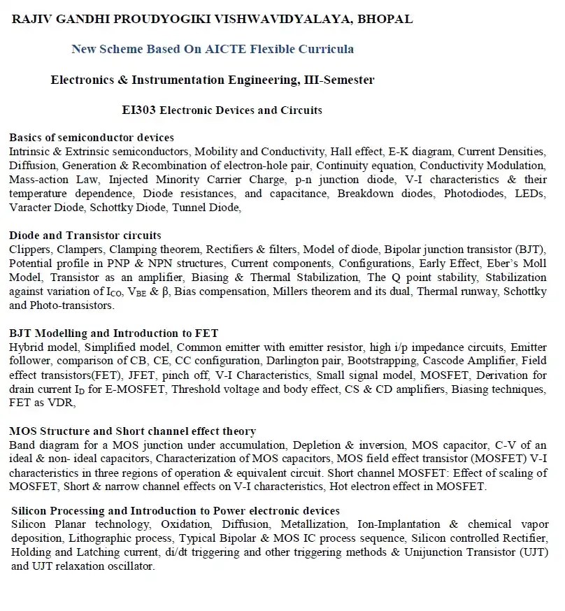  EI303Electronic Devices And Circuits