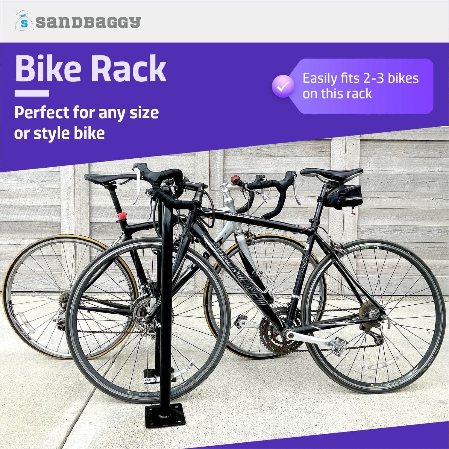 Outdoor Bike Rack U Bike Rack, In Ground, Commercial (Black) Sandbaggy