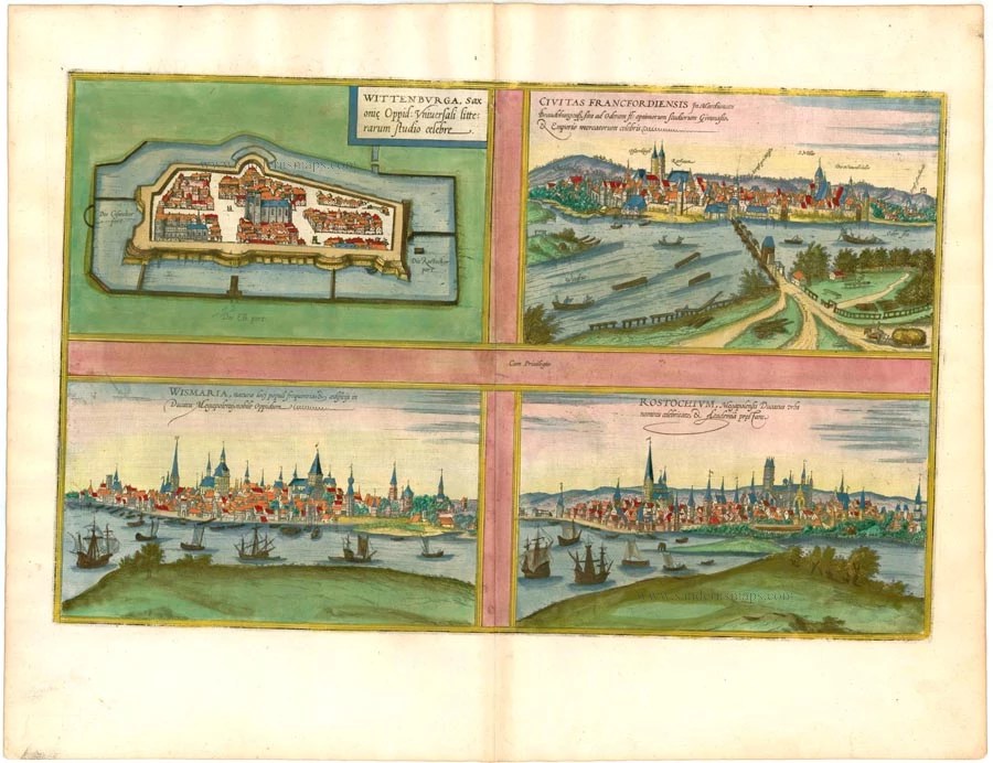 Wittenberg Frankfurt an der Oder Weimar Rostock, by Braun & Frans Hogenberg