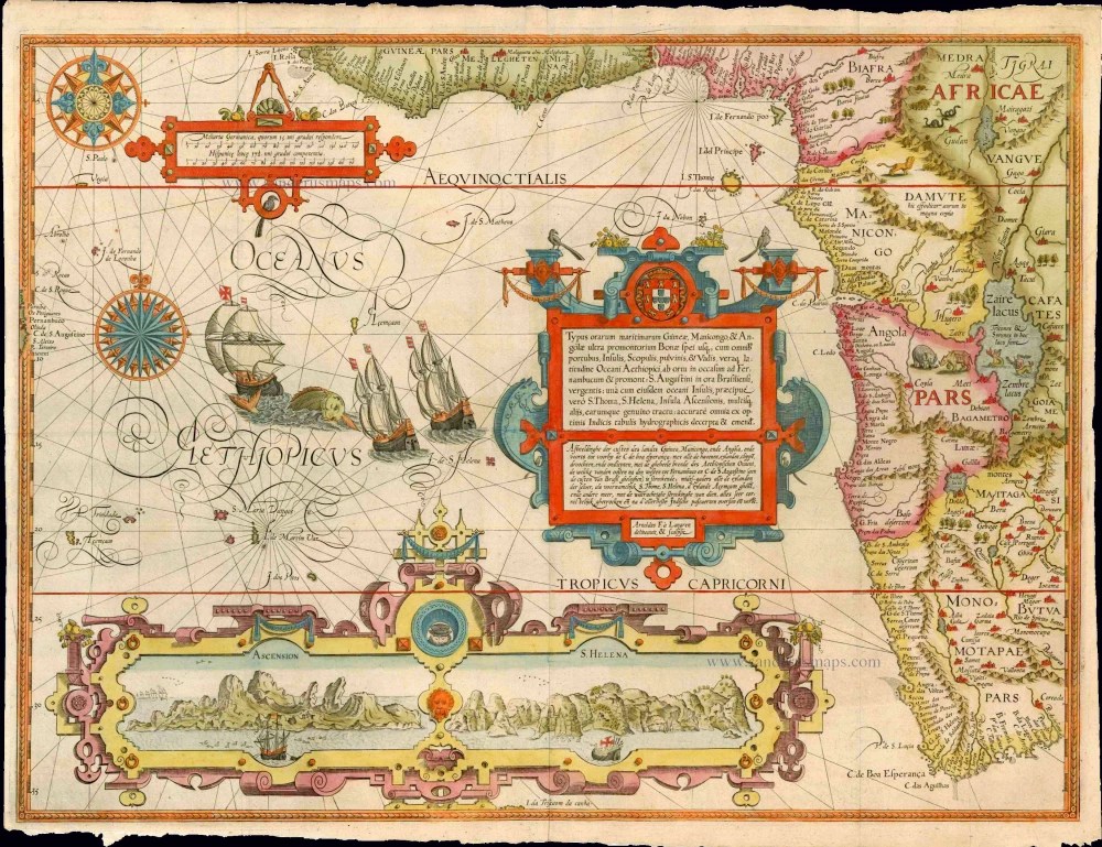 Two old, antique charts, companion maps of East and West Southern
