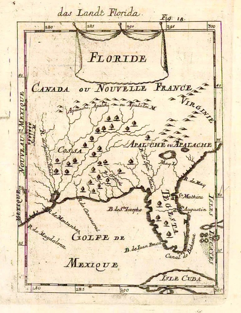 Florida, Virginia and Louisiana, by A.M. Mallet. Sanderus Antique