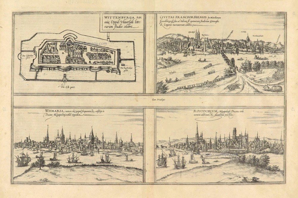 Wittenberg Frankfurt an der Oder Weimar Rostock, by Braun & Frans Hogenberg