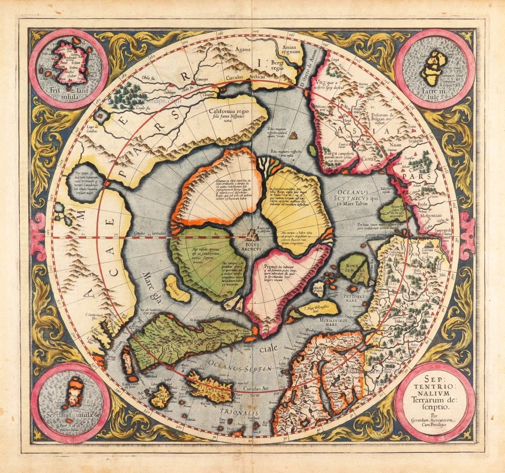 North Pole by Gerard Mercator, first state published by Rumold Mercator