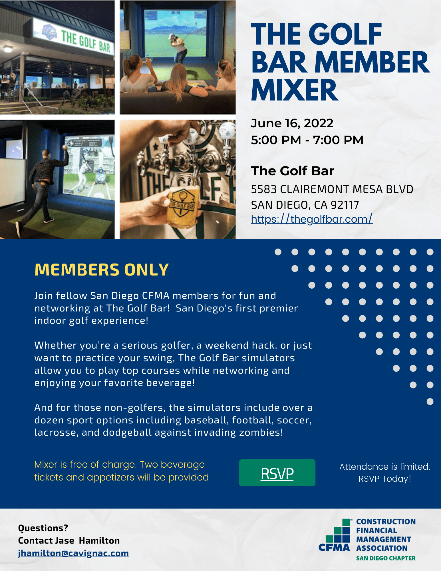 THE GOLF BAR MEMBER MIXER Construction Financial Management Association