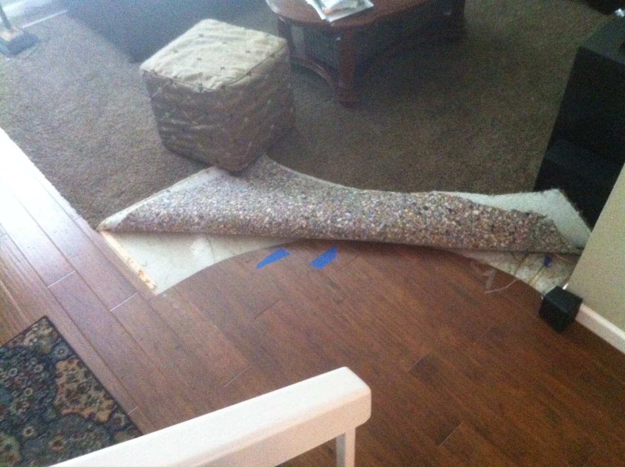Carpet Transition To Curved Wood Install Tierransanta, San Diego Carpet