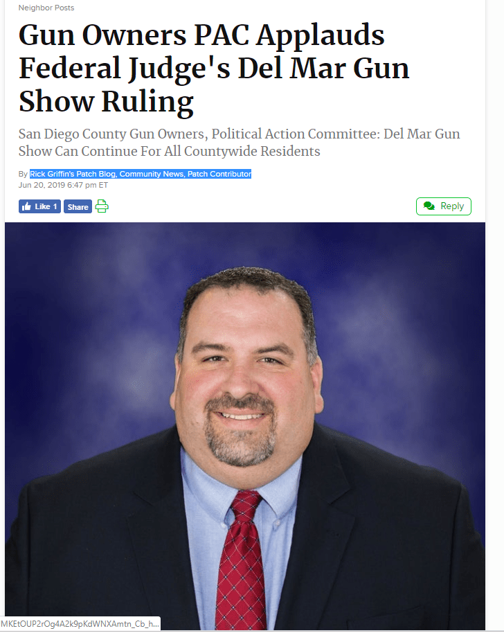 Patch Gun Owners PAC Applauds Federal Judge's Del Mar Gun Show Ruling