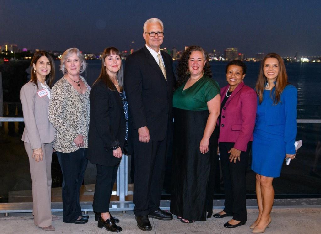 Law Library Board of Trustees President Carla DiMare, Judge Julia Craig Kelety, Judge Maryann D'Addazio, David Whelan, Lorena Slomanson, Judge Desiree Bruce-Lyle, Foundation Board President Ana Sambold