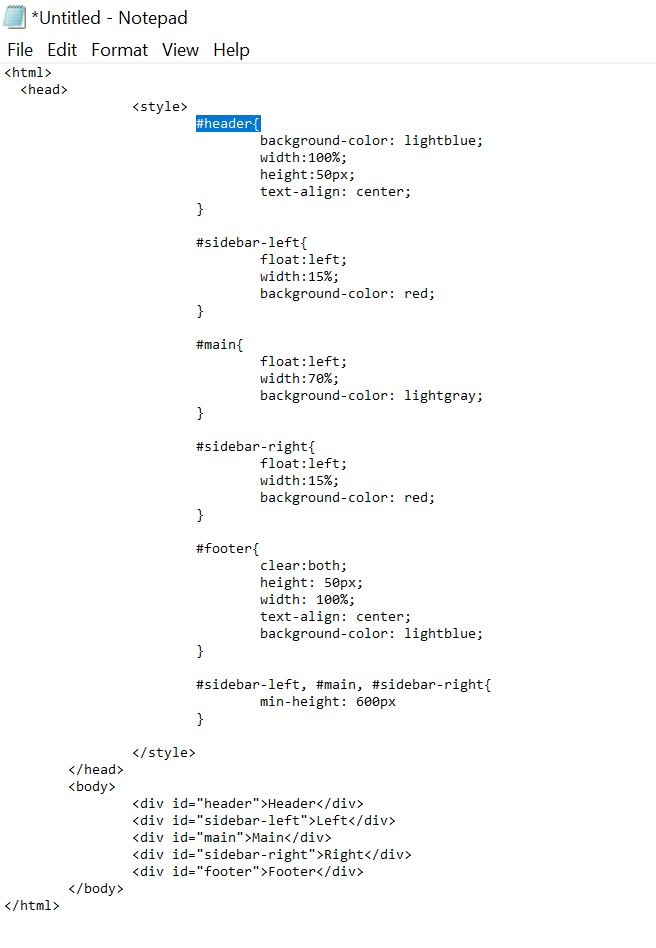 perfect css for web page with top bar ,left sidebar,right sidebar