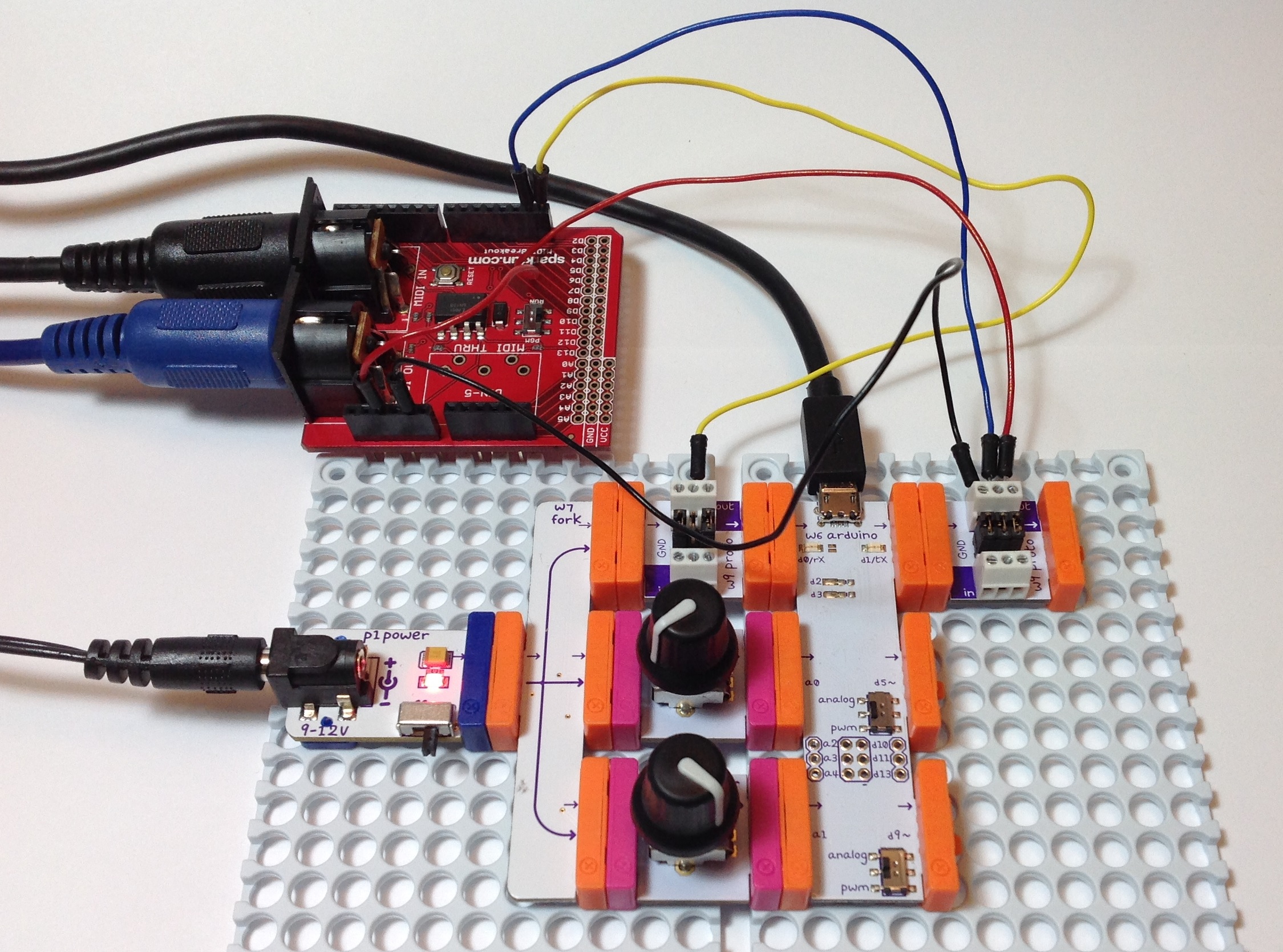 Connect a MIDI shield to littleBits Arduino Sand, software and sound