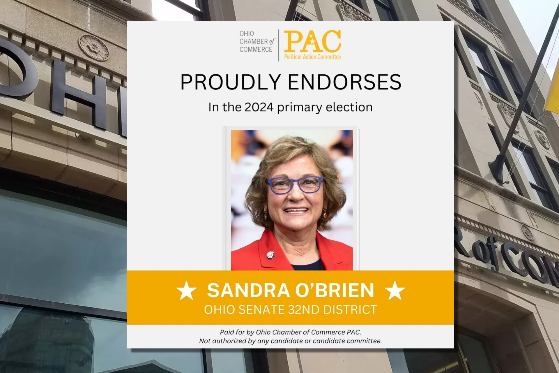 2024 Ohio Chamber of Commerce Primary Endorsement ReElect Sandra O