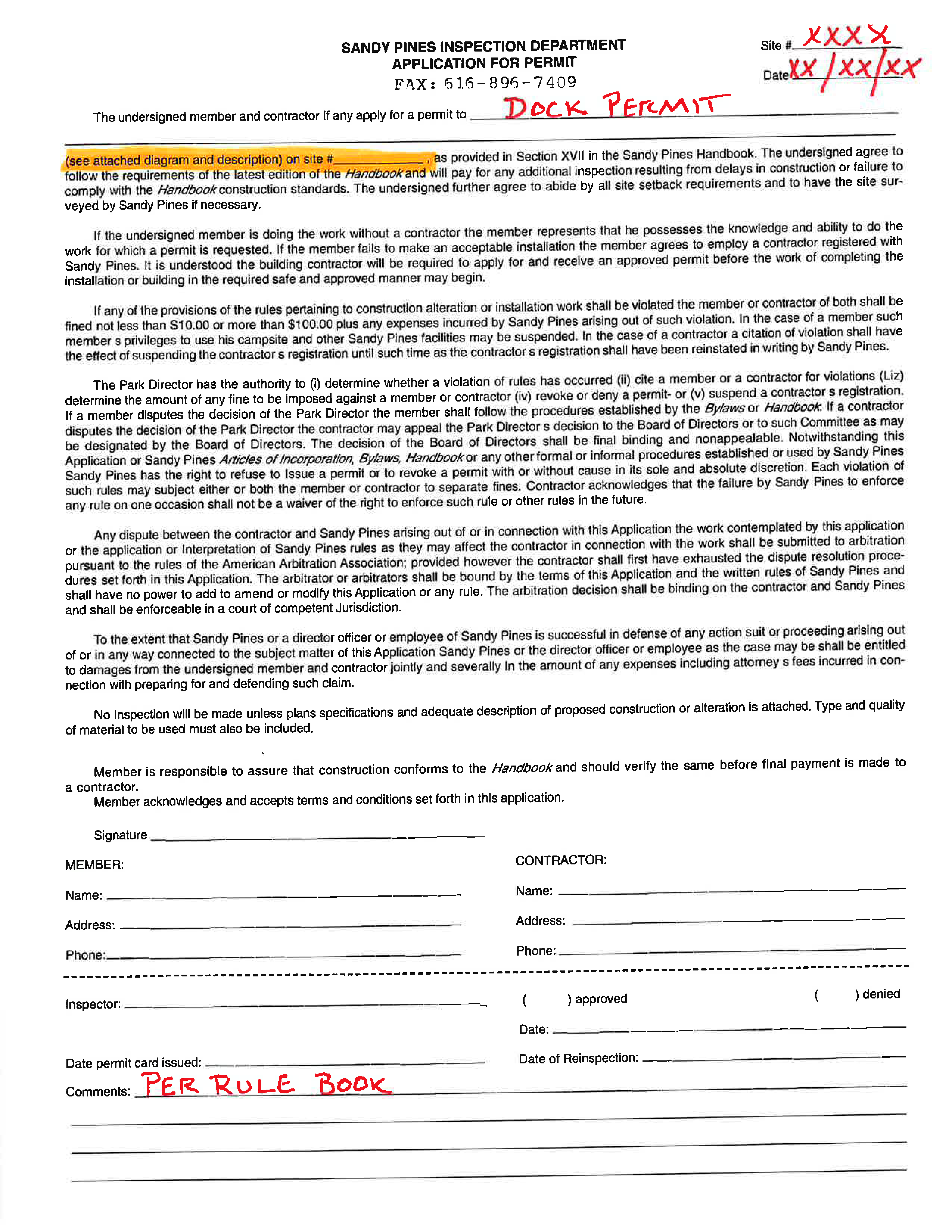 EGLE Dock Permit Example Sandy Pines