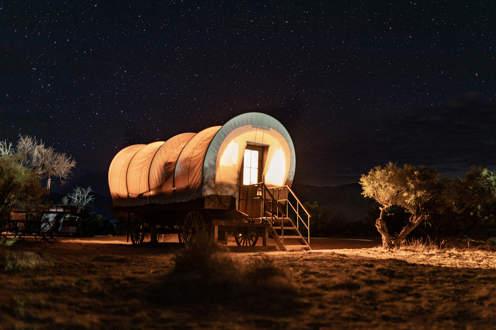 Experience the Joys of Glamping in a Conestoga Wagon Sandy Valley Ranch