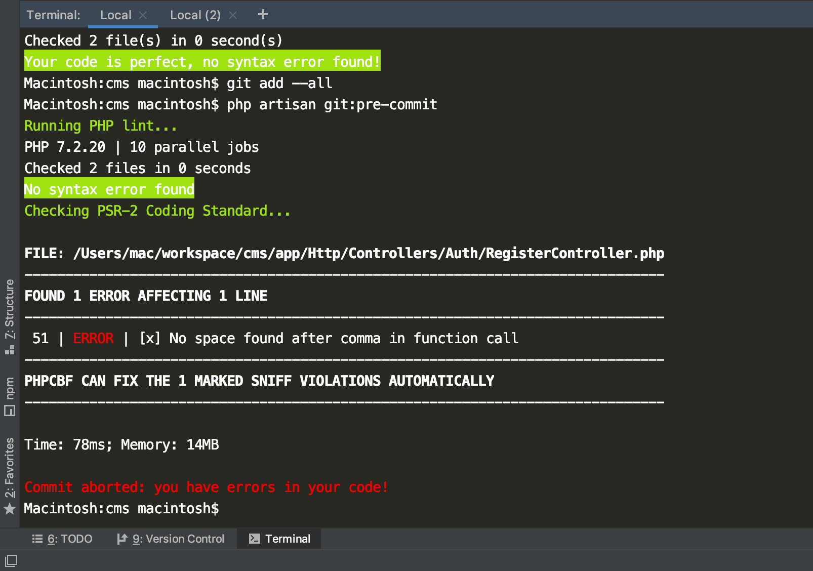 [Laravel] Kiểm tra code trước khi commit với Git Hook Sang