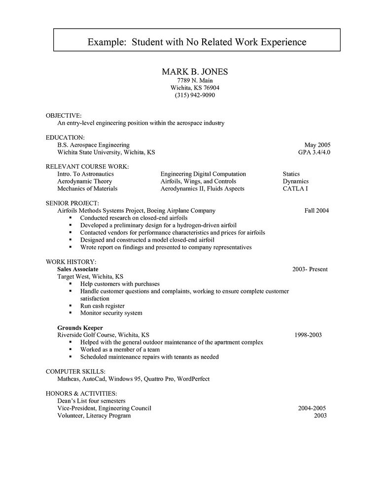 Student Resume Template with No Work Experience