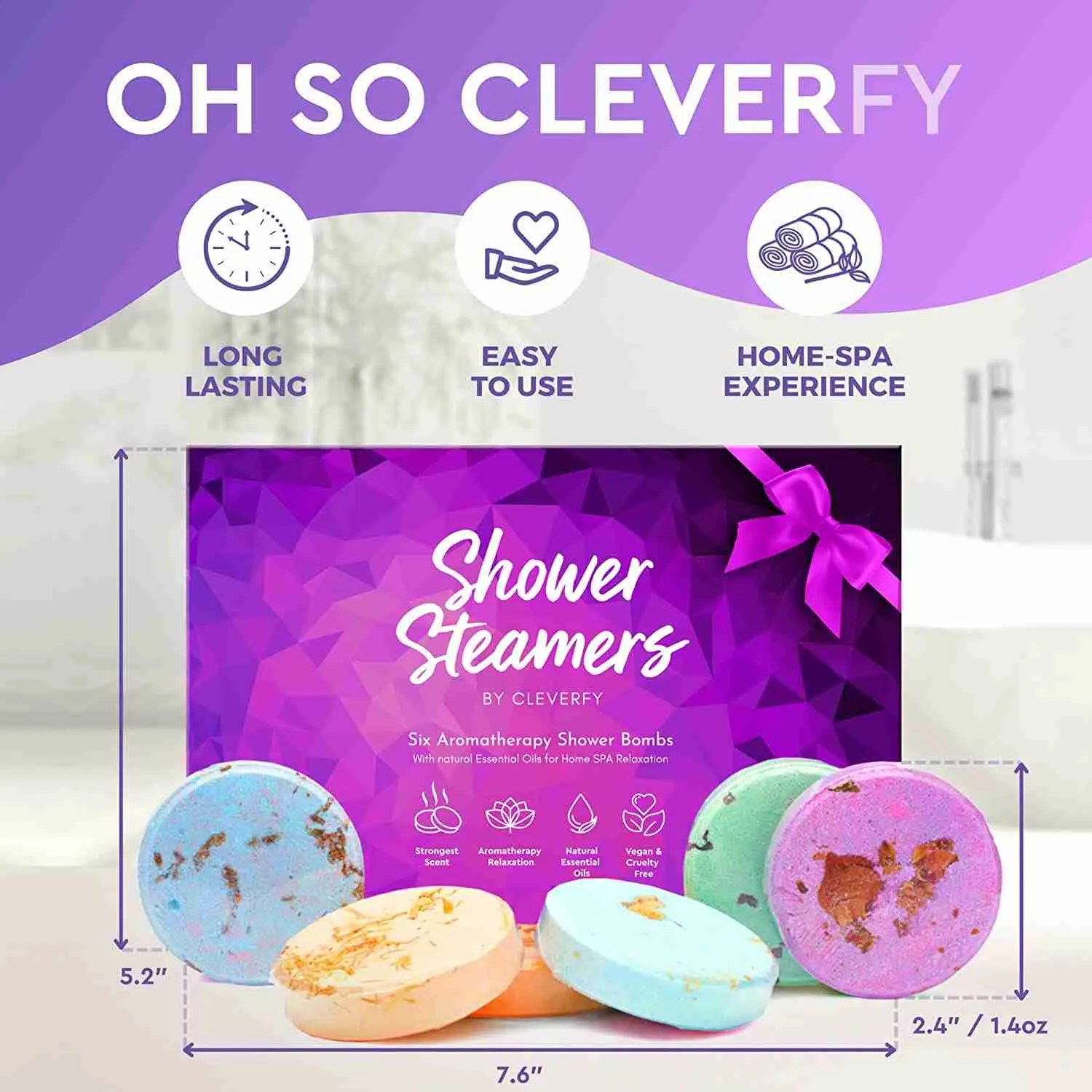 Cleverfy Aromatherapy Shower Steamers Variety Pack 6 Essential Oil