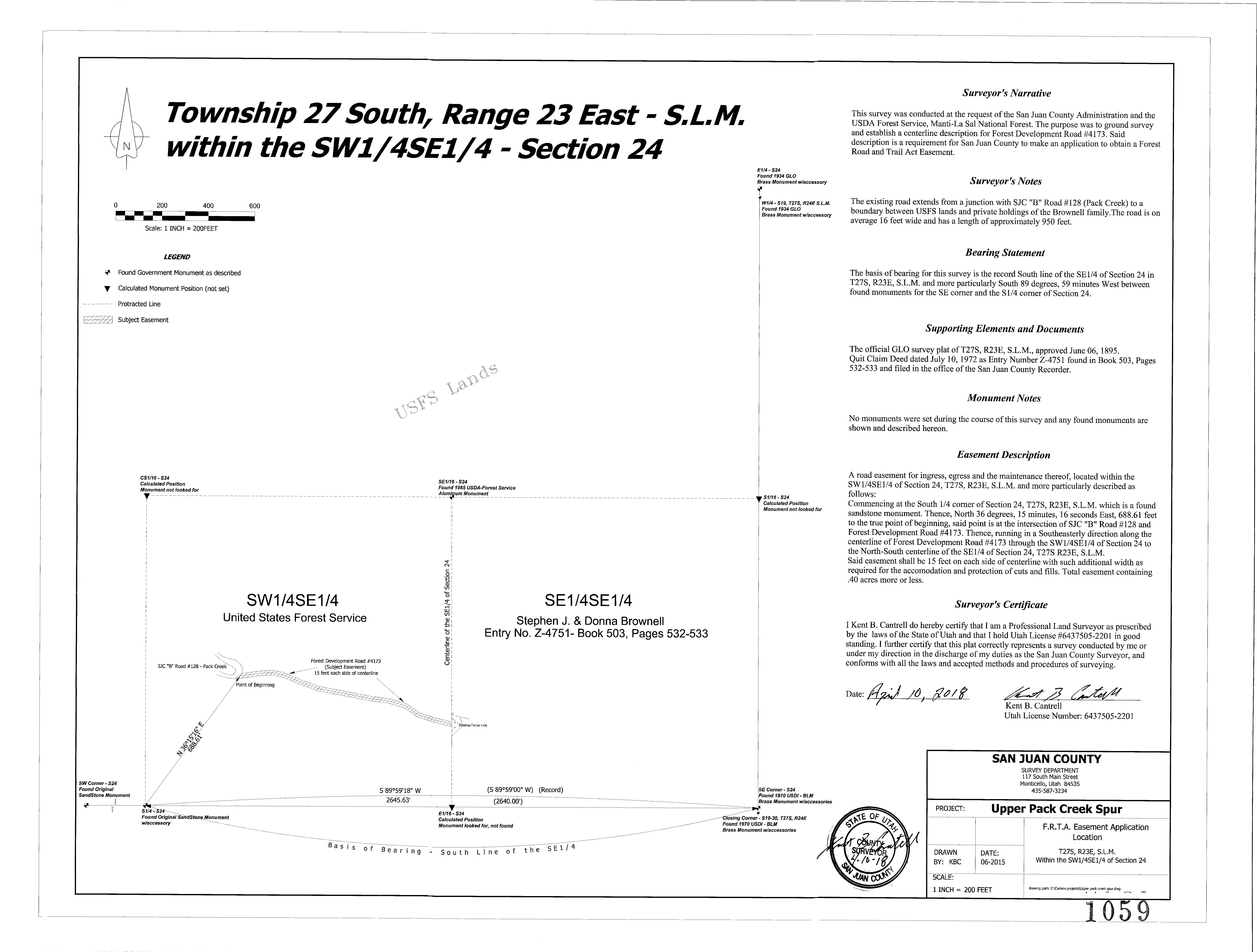 Record of Survey Plat San Juan County UT