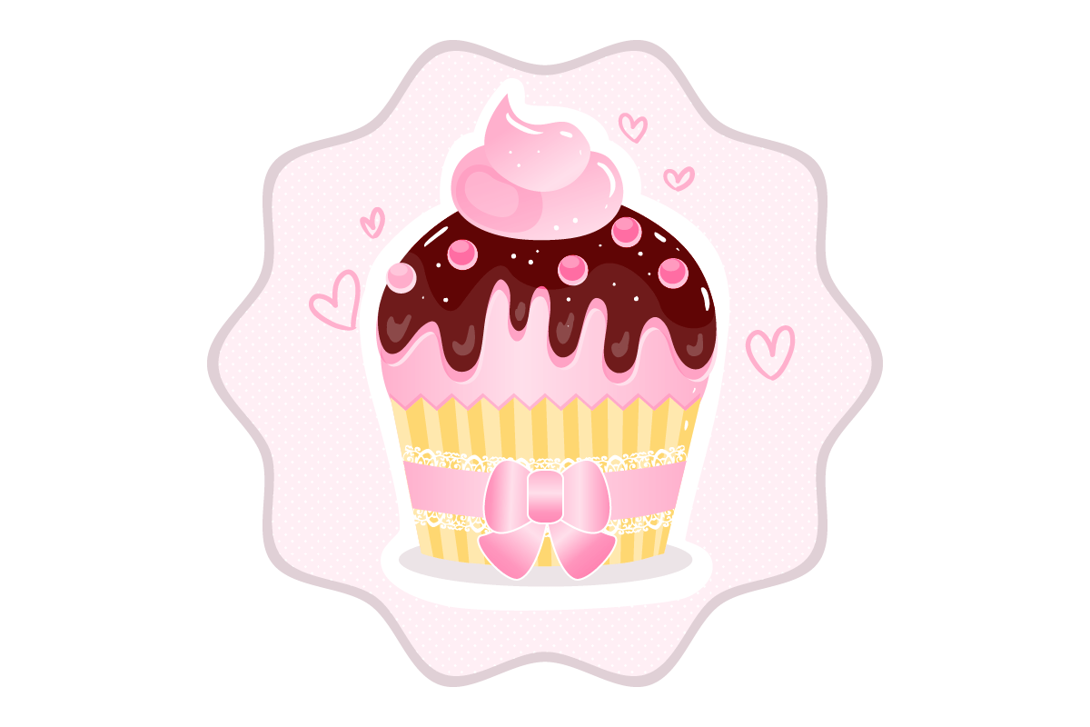 Pink Cupcake Sticker design Adobe illustrator sanpls Digital