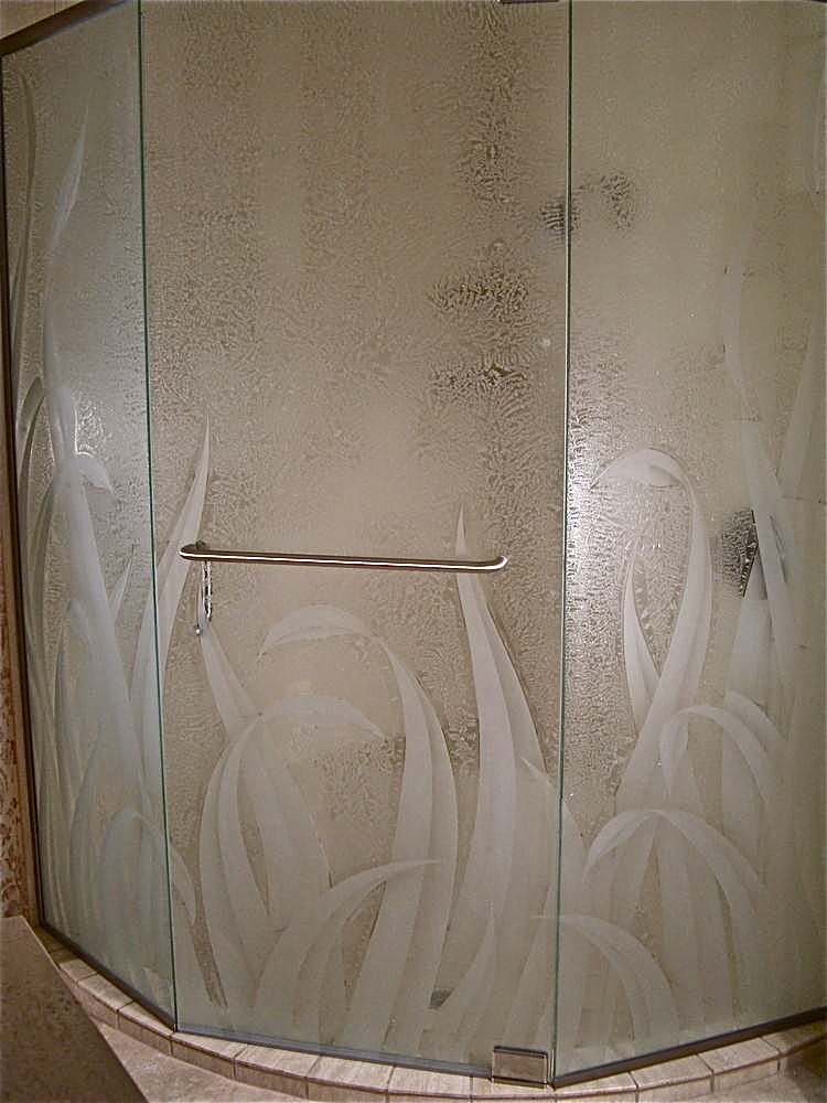 etched glass shower Sans Soucie Art Glass