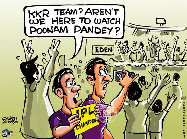 SantaBanta Jokes - Poonam Pandey goes nude for SRK's KKR!