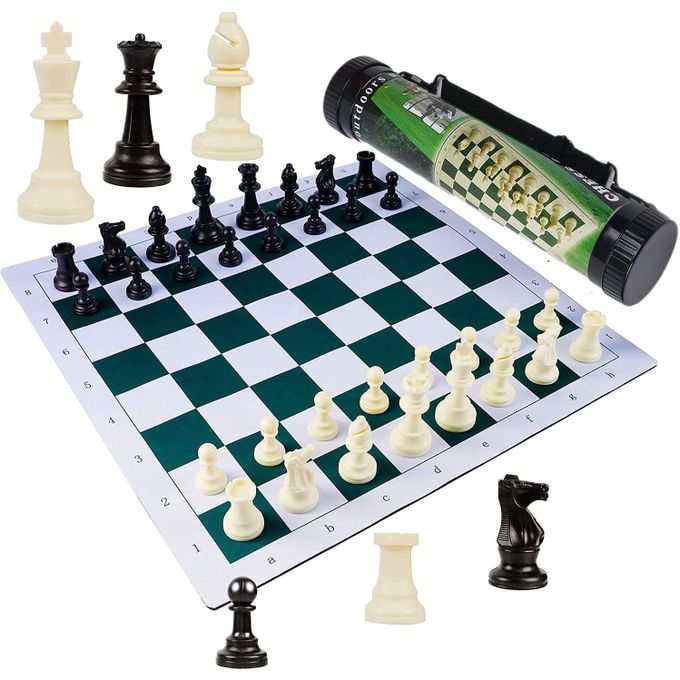 Tournament Chess Vinyl Board Game Set With Bag Santa