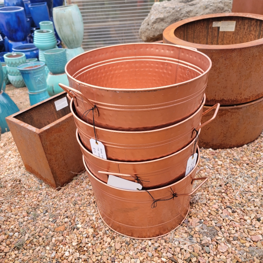 Round Steel Tub Copper McCumber Fine Gardens