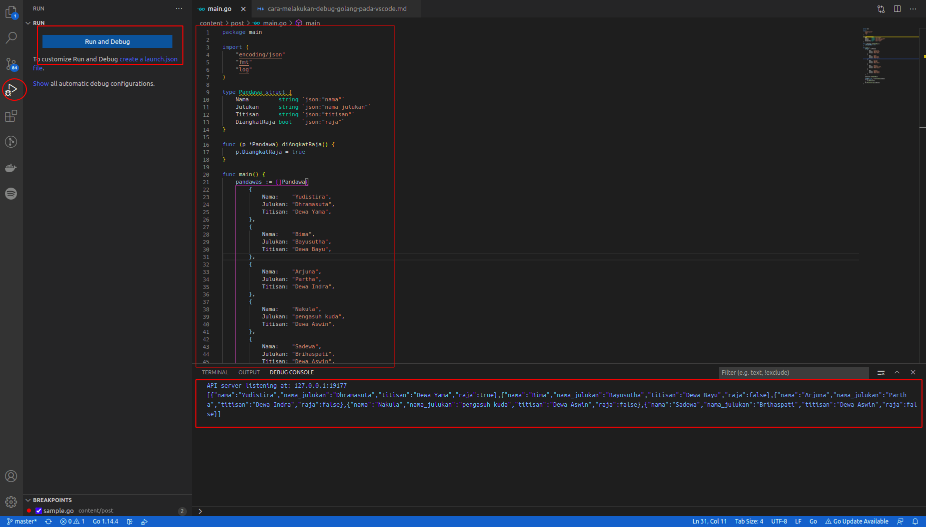Cara Melakukan Debug Golang Pada Vscode Santekno