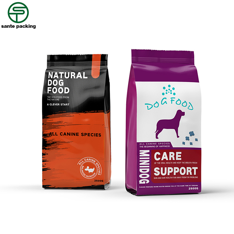 10 Kg 50kg 100 Lb Custom Printed Foil Side Gusset Quad Seal Package Dog