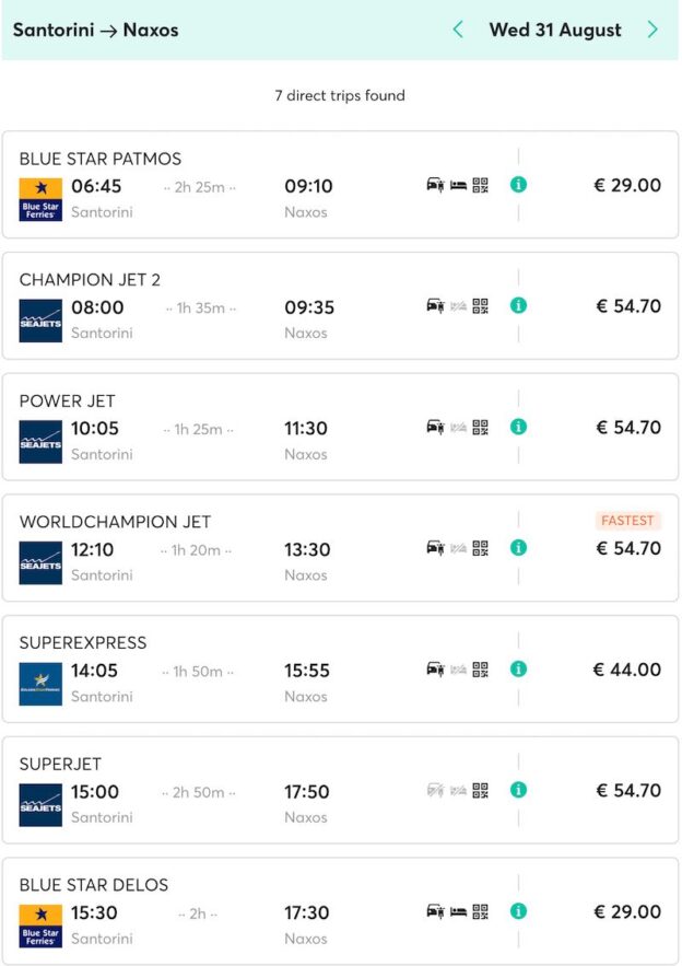 Santorini to Naxos Ferry Tickets, Schedules, Routes