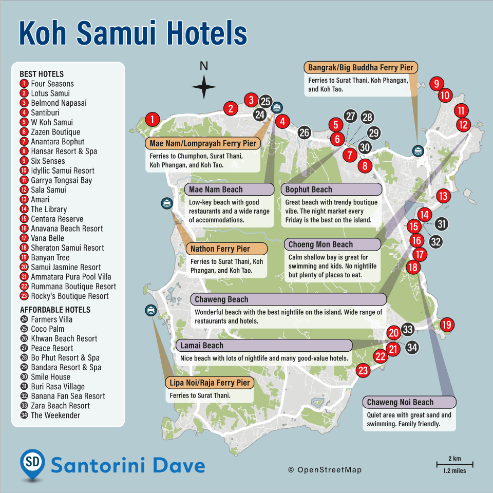 Map Of Koh Samui Hotels