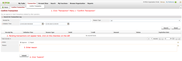 How to transfer funds from MPESA MMF Account to Utility Account