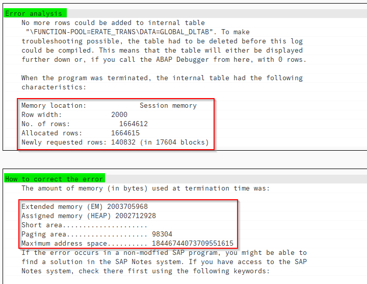 TSV_TNEW_PAGE_ALLOC_FAILED resource bottleneck dump SAP Basis World