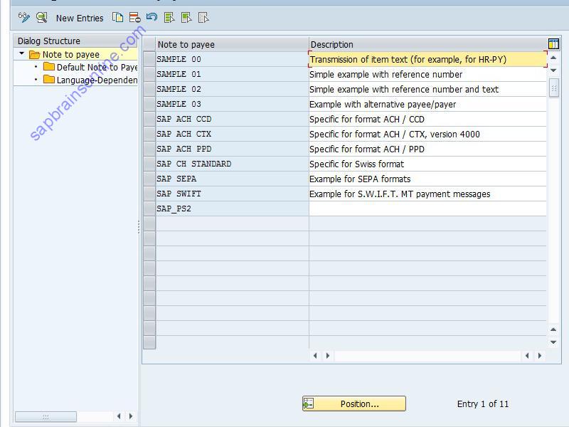 OBPM2 SAP tcode for Maintenance of Note to Payee