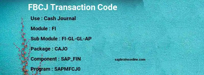 FBCJ SAP tcode for - Cash Journal