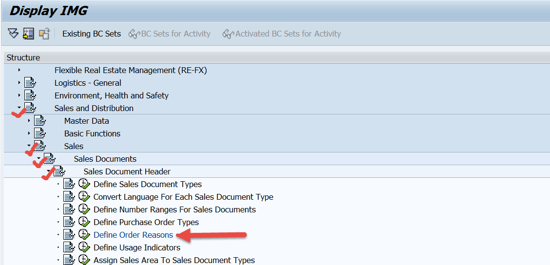 Order Reason in SD SAPCODES