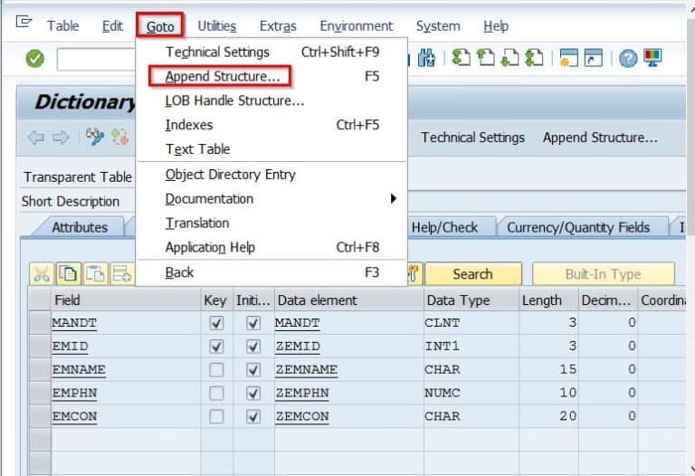 How to Create Append Structure in SAP ABAP