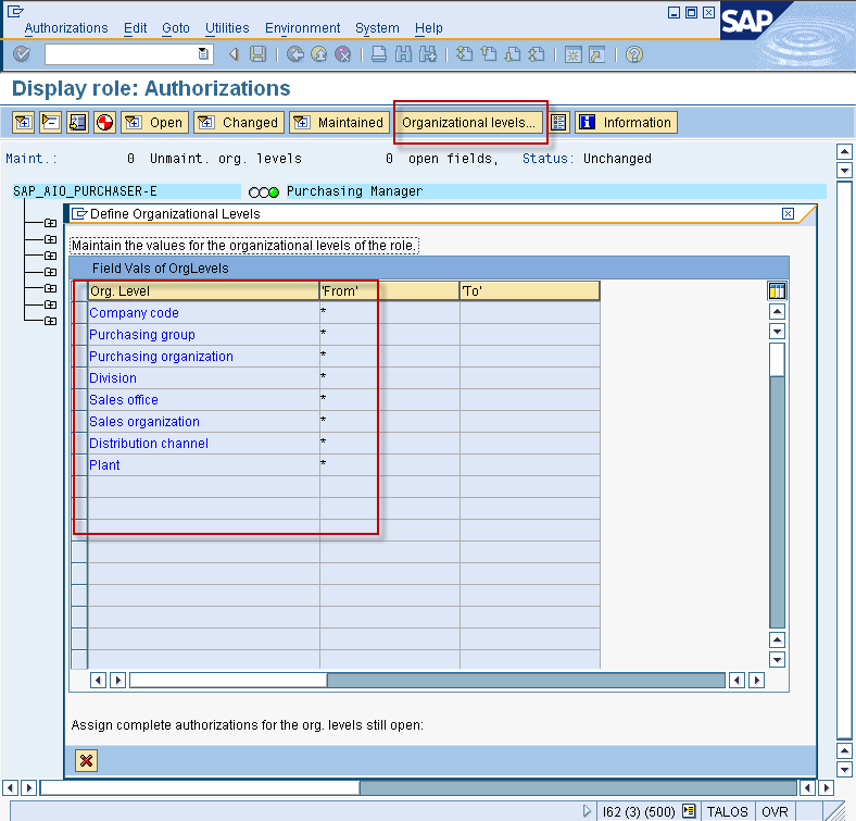 Organizational Levels Sap Security Pages